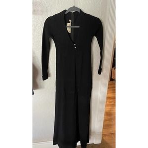 YOUTH GUILD TRICOTS VINTAGE BLACK KNIT MAXI DRESS SIZE SMALL STRETCH